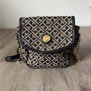 Tommy Hilfiger Black and Gold Crossbody Bag